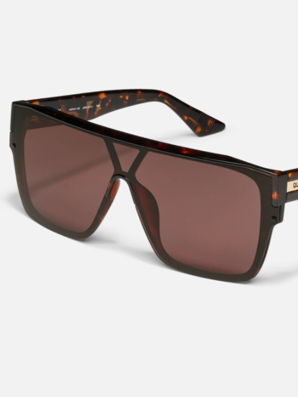 Quay Australia "TEMPO" Oversized Shield Sunglasses in Tortoiseshell Brown